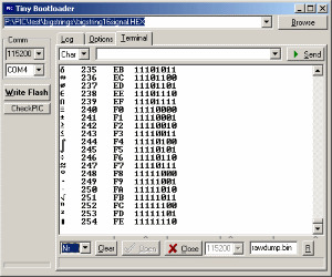 tinybld tiny pic bootloader terminal software
