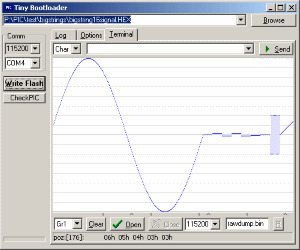 tinybld tiny pic bootloader terminal software